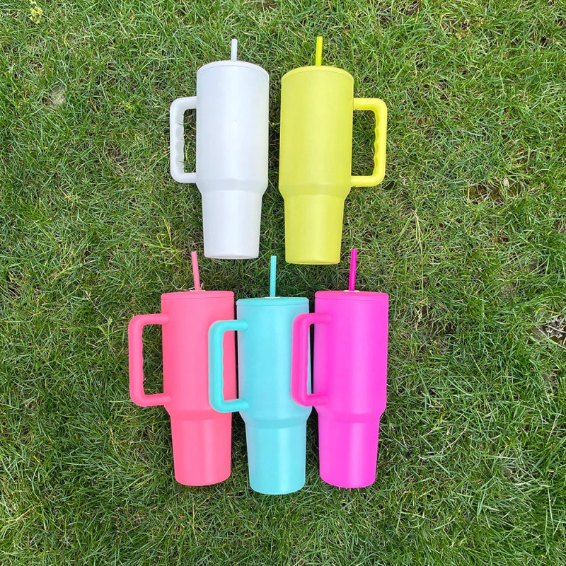 25 Pack USA Warehouse Blank Sublimation H3.0 40oz Travel Mugs With Handle And Straw-USDM