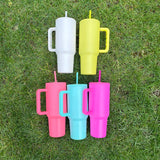 25 Pack USA Warehouse Blank Sublimation H3.0 40oz Travel Mugs With Handle And Straw-USDM