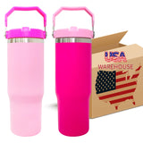 20 Pack China Warehouse Flamingo Stanley Style 30oz Powder Coated Quencher Tumblers