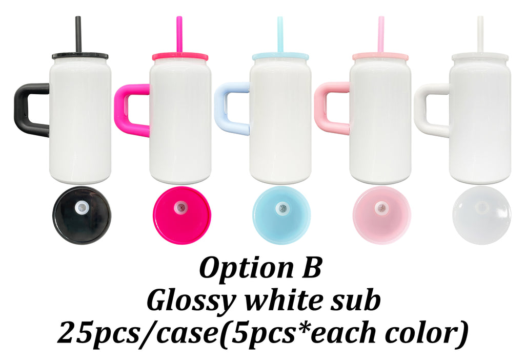 25 Pack China warehouse blank sublimation kids 16oz stainless steel can with handle