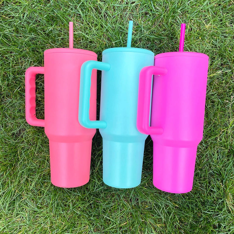 25 Pack USA Warehouse Blank Sublimation H3.0 40oz Travel Mugs With Handle And Straw-USDM