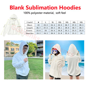 US warehouse white sublimation blanks Men &Women Hoodies mix sizes 25pcs sold by case