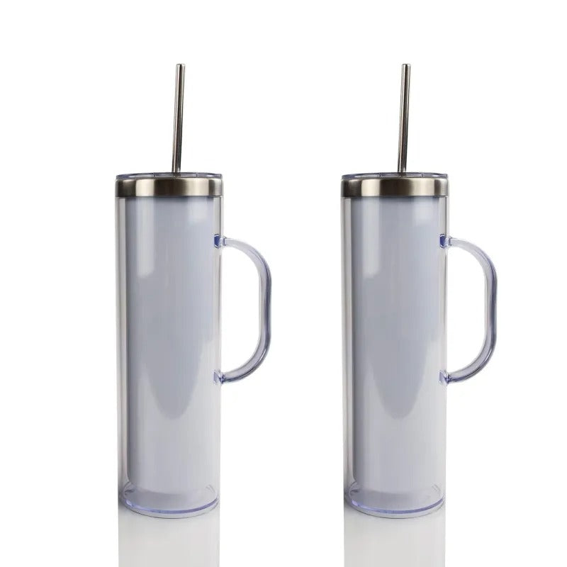 25 Pack China Warehouse Customized Stainless Steel Pre Drilled Hole 20oz Snow Globe Storyboard Sublimation Tumblers with Handle