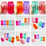 25 Pack 50 Pack USA Warehouse 16oz jelly sublimation glass cans in sweet candy colors for uv dtf wraps