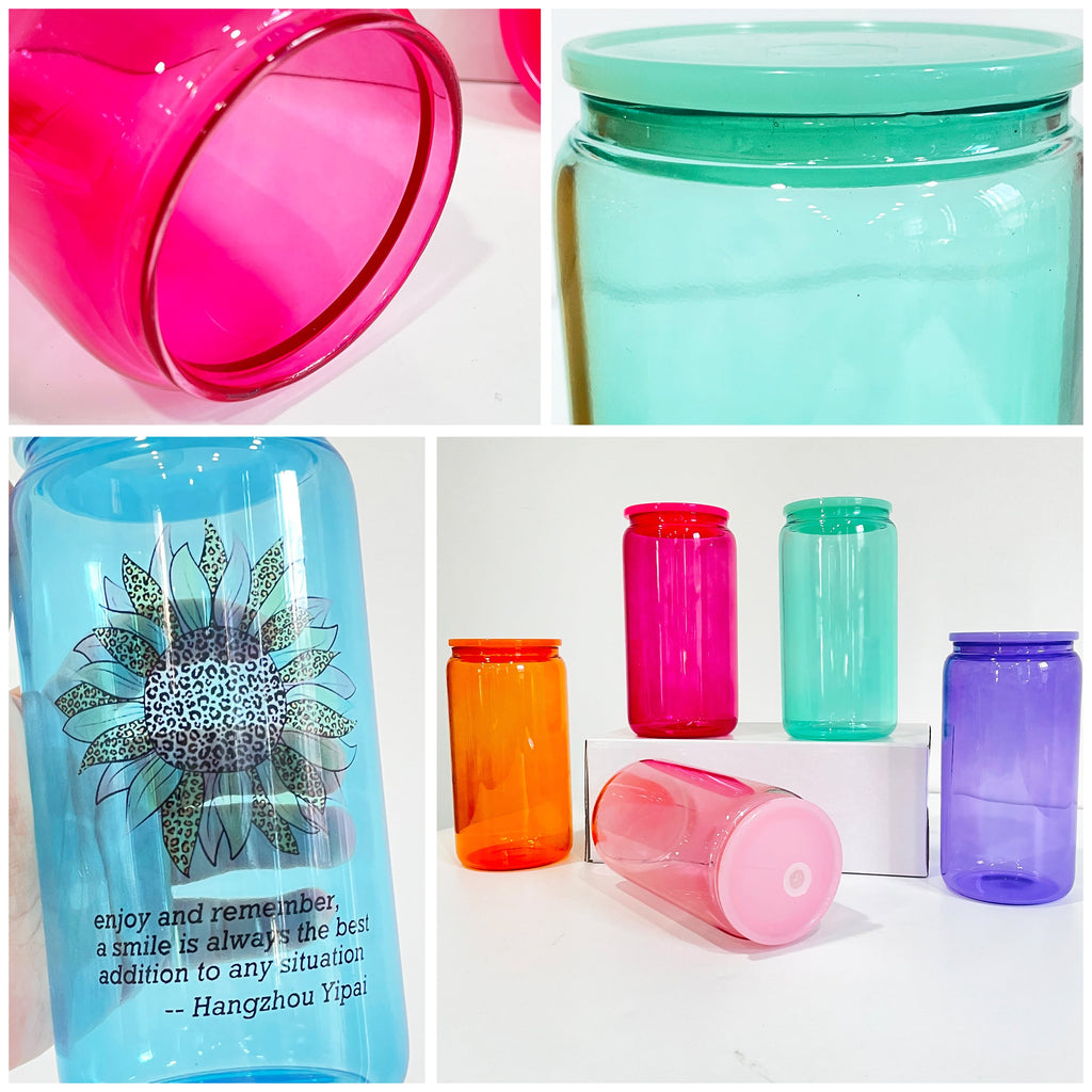 25 Pack 50 Pack USA Warehouse 16oz jelly sublimation glass cans in sweet candy colors for uv dtf wraps