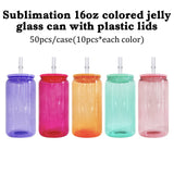 25 Pack 50 Pack USA Warehouse 16oz jelly sublimation glass cans in sweet candy colors for uv dtf wraps