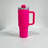 20 Pack USA Warehouse Flamingo Stanley Style 40oz Powder Coated Quencher Tumblers for Laser Engraving