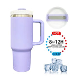 1PC Sample USA Warehouse 40oz Blank Sublimation 5 Colors Matt Macaron Color Tumblers With Handle and Straw Lido