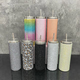 1PC sample USA Warehouse 8 Colors Bling Cup 20oz Rhinestone Water Bottle Diamond Glitter Tumbler with Lids and Straws Studded skinny Tumblers