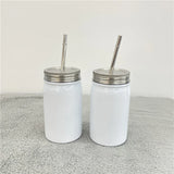 50 Pack China Warehouse 17oz 500ml White Sublimation Blanks Stainless Steel Mason Jar Tumbler With Stainless Steel Straw