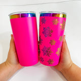 USA Warehouse powder coated 20oz rainbow plated car coffee tumblers with colored straw for laser engraving--USDM