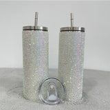 1PC sample USA Warehouse 8 Colors Bling Cup 20oz Rhinestone Water Bottle Diamond Glitter Tumbler with Lids and Straws Studded skinny Tumblers