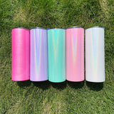 20oz Holographic Macaron Shimmer glitter Non-tapered Straight blank Sublimation Tumbler  --USCC