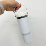 20 Pack China Warehouse Mirror Black Plated 30oz Flip Straw Outdoor Water Bottle with Top Handle for Laser Engraving