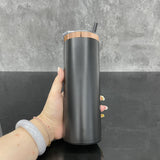 25 Pack China Warehouse black white powder coated mirror copper plated underneath 20oz skinny straight tumbler for laser engraving