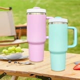 1PC Sample USA Warehouse 40oz Blank Sublimation 5 Colors Matt Macaron Color Tumblers With Handle and Straw Lido