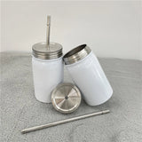 50 Pack China Warehouse 17oz 500ml White Sublimation Blanks Stainless Steel Mason Jar Tumbler With Stainless Steel Straw