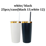 25 Pack USA Warehouse 20oz mirror gold plated powder coated coffee car tumblers cups for laser engraving