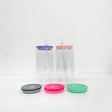 50 Pack USA Warehouse 16oz 20oz Clear Acrylic Libby Plastic can with Colorful Lids BPA Free Plastic Cups for Vinyl-USDM