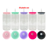 50 Pack USA Warehouse 16oz 20oz Clear Acrylic Libby Plastic can with Colorful Lids BPA Free Plastic Cups for Vinyl-USDM