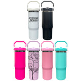 20 Pack China Warehouse Mirror Black Plated 30oz Flip Straw Outdoor Water Bottle with Top Handle for Laser Engraving
