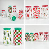 50 Pack China Warehouse Already Printed 16oz 3D Touch Christmas Glass Can With Colorful PP Lid