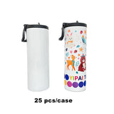 25 Pack China Warehouse 20oz Blank Sublimation White Straight Sport Lid Tumbler With Handle Sold By Case