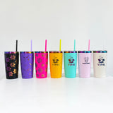 USA Warehouse powder coated 20oz rainbow plated car coffee tumblers with colored straw for laser engraving--USDM