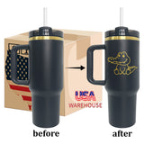 20 Pack USA Warehouse 40oz H2.0 Gold Plated Black Powder Coating Tumblers-USDM