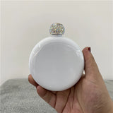 60 Pack China Warehouse 5oz White Blank Sublimation Mini Round Flask With Rhinestone Lid Sold By Case