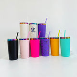 USA Warehouse powder coated 20oz rainbow plated car coffee tumblers with colored straw for laser engraving--USDM