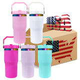 25 Pack USA Warehouse Kids 20oz Rainbow Underneath Flip Straw Tumblers Suitable for Laser Engraving Children Macaron Color 20oz Water Bottles With Portable Handle