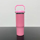 20 Pack USA Warehouse Mirror Black Plated 30oz Flip Straw Outdoor Water Bottle with Top Handle for Laser Engraving