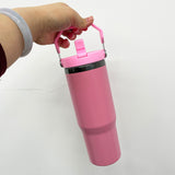 20 Pack China Warehouse Mirror Black Plated 30oz Flip Straw Outdoor Water Bottle with Top Handle for Laser Engraving