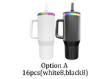 16 pack USA Warehouse flip straw leak proof powder coated rainbow plated underneath 40oz tumbler cups travel coffee mug with handle