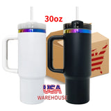 20 Pack USA Warehouse 30oz Cool Rainbow Color Underneath Powder Coat H2.0 Quencher Tumblers for Laser Engraving