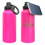 1PC Sample USA Warehouse 7 Colors 32oz Powder Coated Mirror Copper Plated Underneath Water Bottle with Magnetic Phone Holder for Laser Engraving