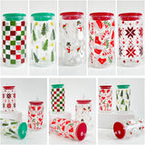 50 Pack China Warehouse Already Printed 16oz 3D Touch Christmas Glass Can With Colorful PP Lid