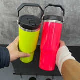 20 Pack China Warehouse Neon Colors 30oz Fip Straw Water Bottles Blank Sublimation Kids Tumblers