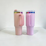 40oz Valentine's Day pink color rainbow under plated power coated tumblers for laser engraving-USCC