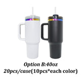 Powder coated 30oz rainbow plated tumblers with colored straw for laser engraving--USCC