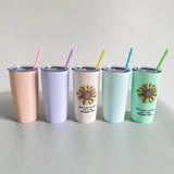 25 Pack China Warehouse Matte Maracon Sublimation 10oz 20oz Coffee Travel Mugs Tumblers With Colorful Striped Plastic Straw