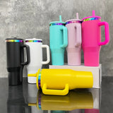 16 Pack China Warehouse flip straw leak proof powder coated rainbow plated underneath 40oz tumbler cups travel coffee mug with handle