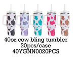 G-127 USA Pre-sale 40oz Bling Rhinestones Cow Print Tumbler Non-stick Outdoor Cups_USCC