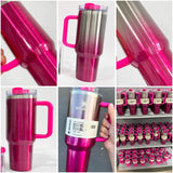 20 Pack China Warehouse 40oz Metallic Painted Stanley Style Blank Sublimation Hot Pink LOTSO Tumblers