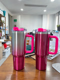 20 Pack China Warehouse 40oz Metallic Painted Stanley Style Blank Sublimation Hot Pink LOTSO Tumblers