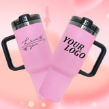 20Pack China warehouse 2025 Valentine's Day gift pink powder coated mirror black plated underneath 40oz H2.0 tumbler for laser engraving, pink black plated vacuum insulated 40oz coffee travel mugs for customized Valentine's Day gifts