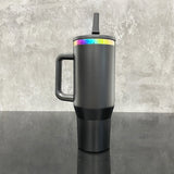 16 Pack China Warehouse flip straw leak proof powder coated rainbow plated underneath 40oz tumbler cups travel coffee mug with handle