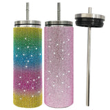 1PC sample USA Warehouse 8 Colors Bling Cup 20oz Rhinestone Water Bottle Diamond Glitter Tumbler with Lids and Straws Studded skinny Tumblers