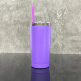 25 Pack USA Warehouse Power Coated 20oz Cool Black Underneath Plated Car Tumblers With Colorful Straws-USDM